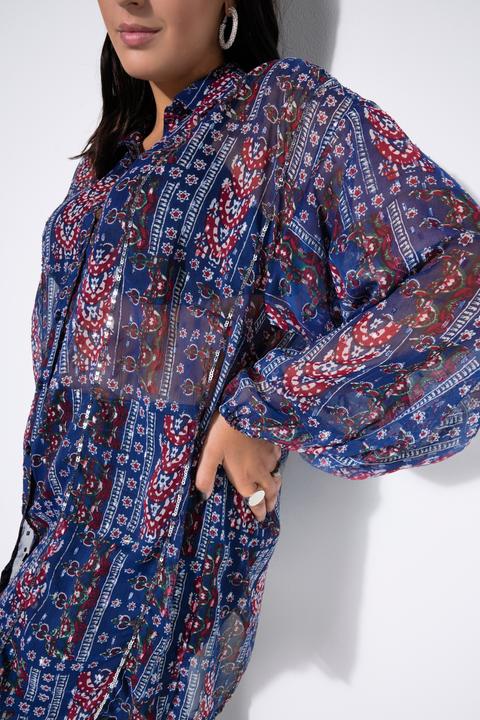 Produktbild Studio Untold Chiffon-Bluse, Loose Shape, Patchprint, Ballon-Langarm (58, 60)