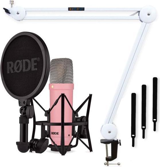 Actual product image RØDE NT1 Signature Pink Microphone with articulated boom arm White
