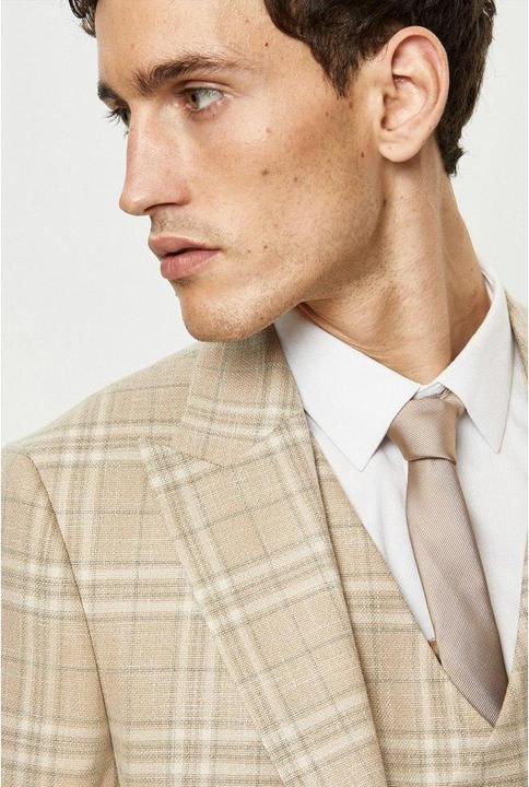 Actual product image Burton Mens Checked Textured Skinny Suit Jacket