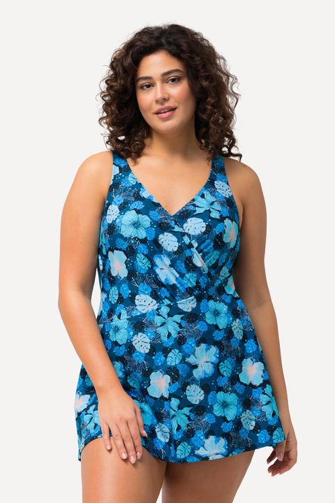 Image du produit Ulla Popken Robe de bain à bonnets souples. Imprimé floral et effet cache-coeur (52)