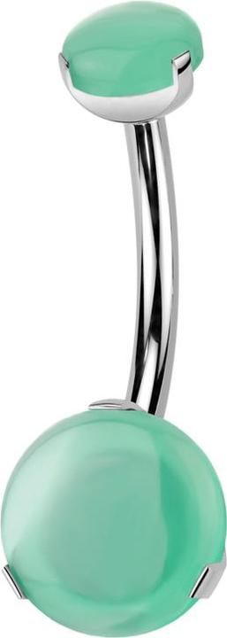 Produktbild Star Piercing Banane Innengewinde silber zwei grünen Onyx Steine gefasst (ohne Messing, Mineralisch, Titan)