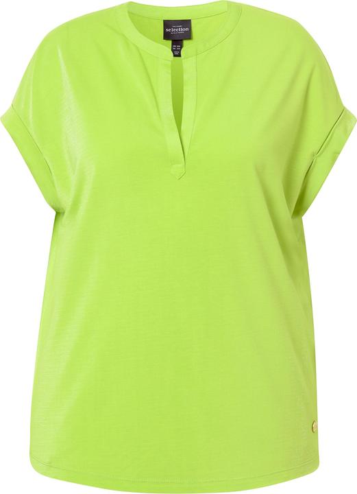 Actual product image Ulla Popken Split Neck Cap Sleeve Shimmer Tee (56)