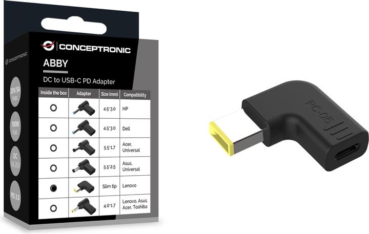 Actual product image Conceptronic Adapter USB-C -> DC, Lenovo Slim Tip 18-20V sw