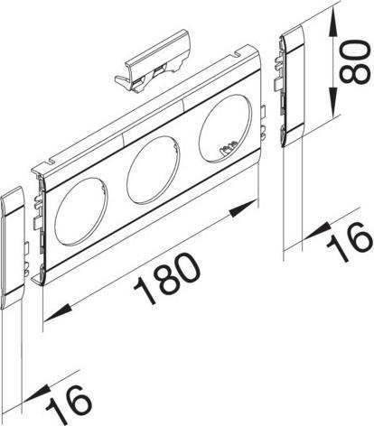 Actual product image Hager GB08031LAN Cover 3-fold STD OT 80mm, inset aluminium