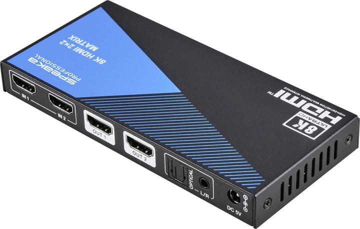 Actual product image SpeaKa Professional SP-11571776 2+2 port HDMI matrix switch Ultra HD-capable 7680 x 4320 pixels Black