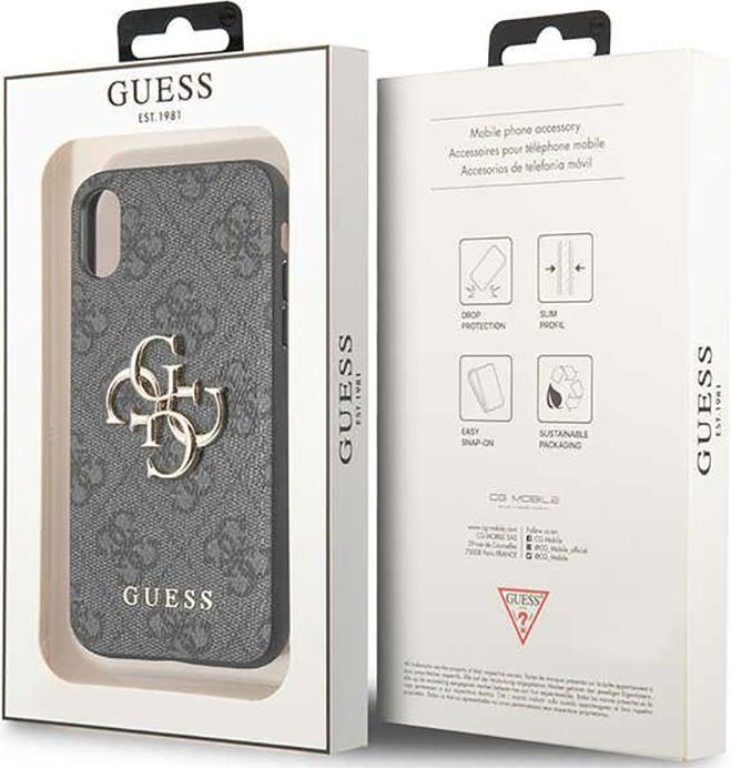 Productafbeelding Guess 4G Groot metalen logo - iPhone X hoesje (szary) (Apple iPhone X, Apple iPhone XS)