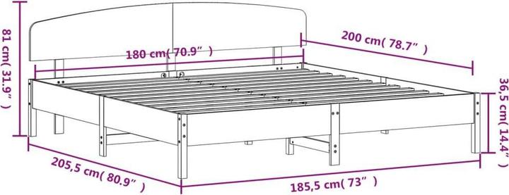 Produktbild vidaXL Bettgestell (180 x 200 cm)
