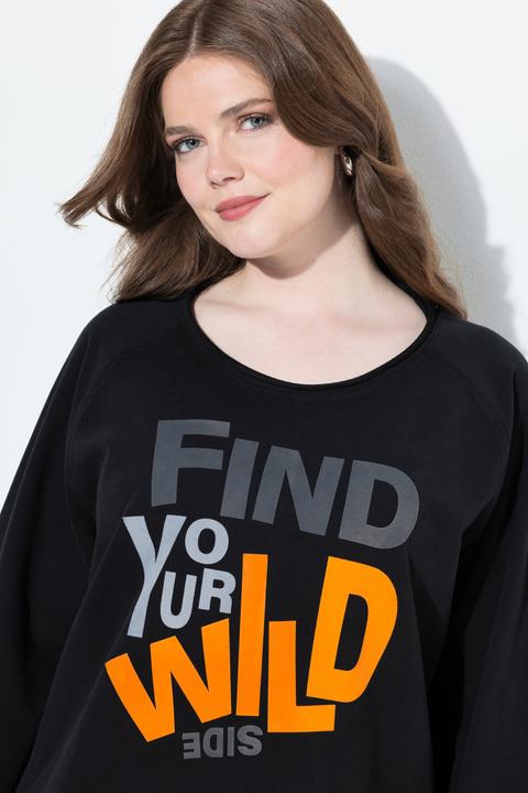 Image du produit Ulla Popken Sweat-shirt à message, manches longues et col rond, bords roulottés (58)