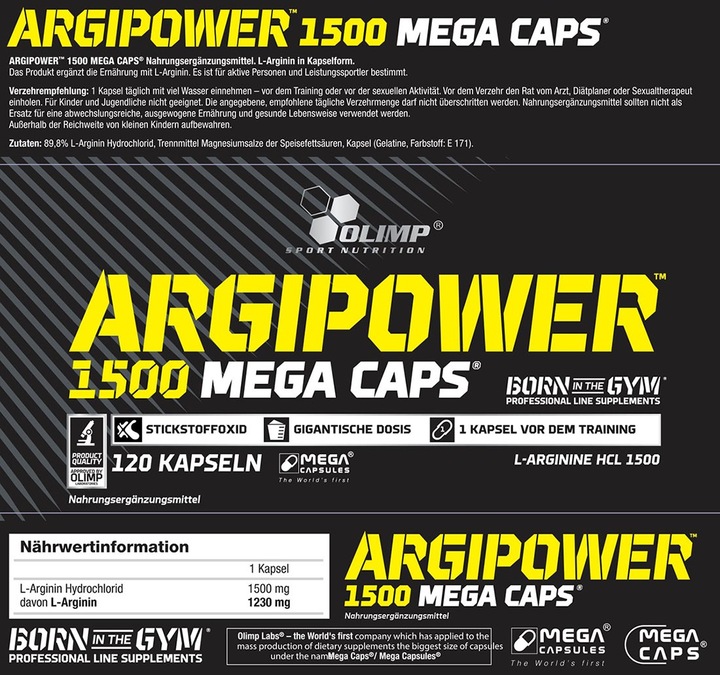 Actual product image Olimp Sport Nutrition Argi Power Mega Caps (120 Caps, 180g) (1 Piece, Capsules, 180 g)