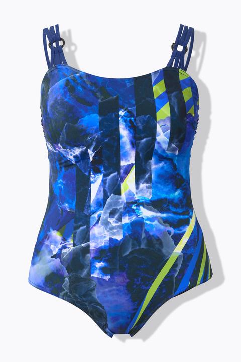 Actual product image Ulla Popken Blue Stroke One Piece Split Strap Swimsuit (42)