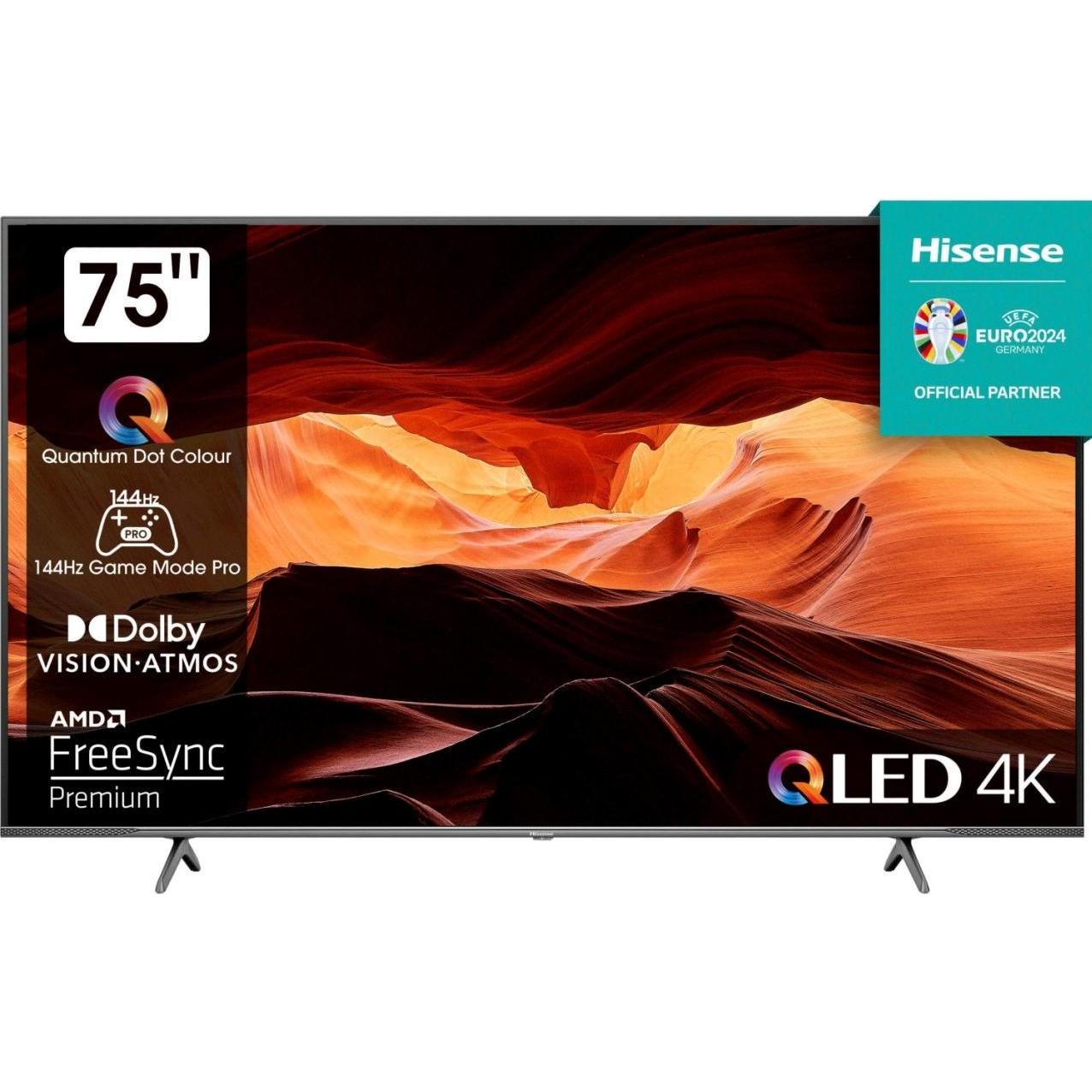 Hisense TV 75E77KQ/Pro sw QLED-TV (74.41", QLED, 4K), TV, Silber