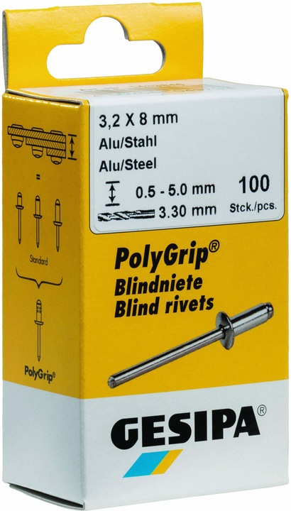 Productafbeelding Gesipa Blindklinknagels aluminium/staal 4,8x10 mm PolyGrip Mini-Pack met 50 stuks