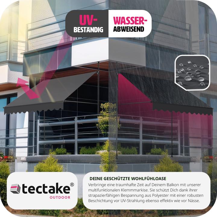 Produktbild tectake Klemmmarkise mit Handkurbel, höhenverstellbar (2.50 m)