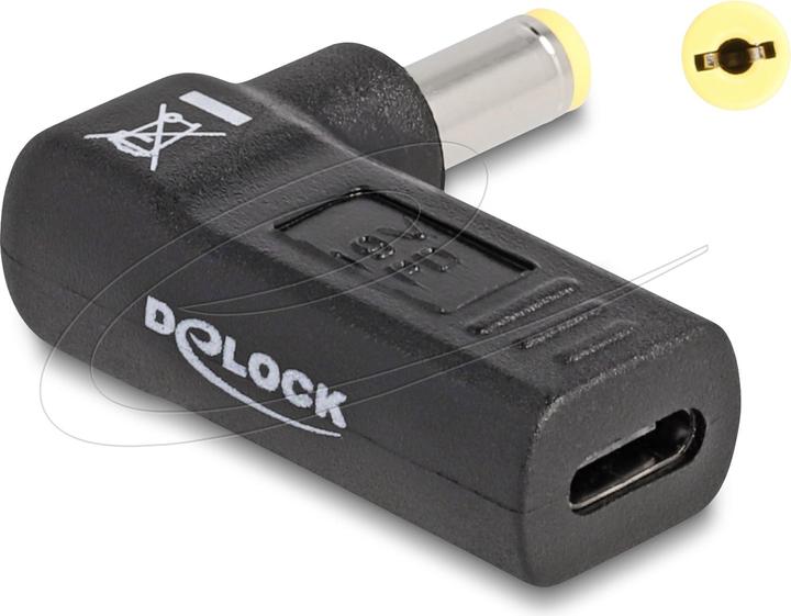 Produktbild Delock Adapter USB-C zu Acer 5.5 x 1.7 mm 90° gewinkelt (USB Typ-C, 3.80 cm)