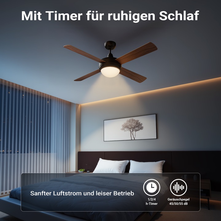 Actual product image Wiltec Ceiling fan Ø122cm fan 53W ceiling fan lamp remote control (55 dB)