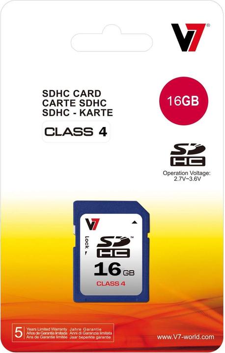 Immagine prodotto V7 VASDH16GCL4R Scheda di memoria flash (16 GB, SDHC)