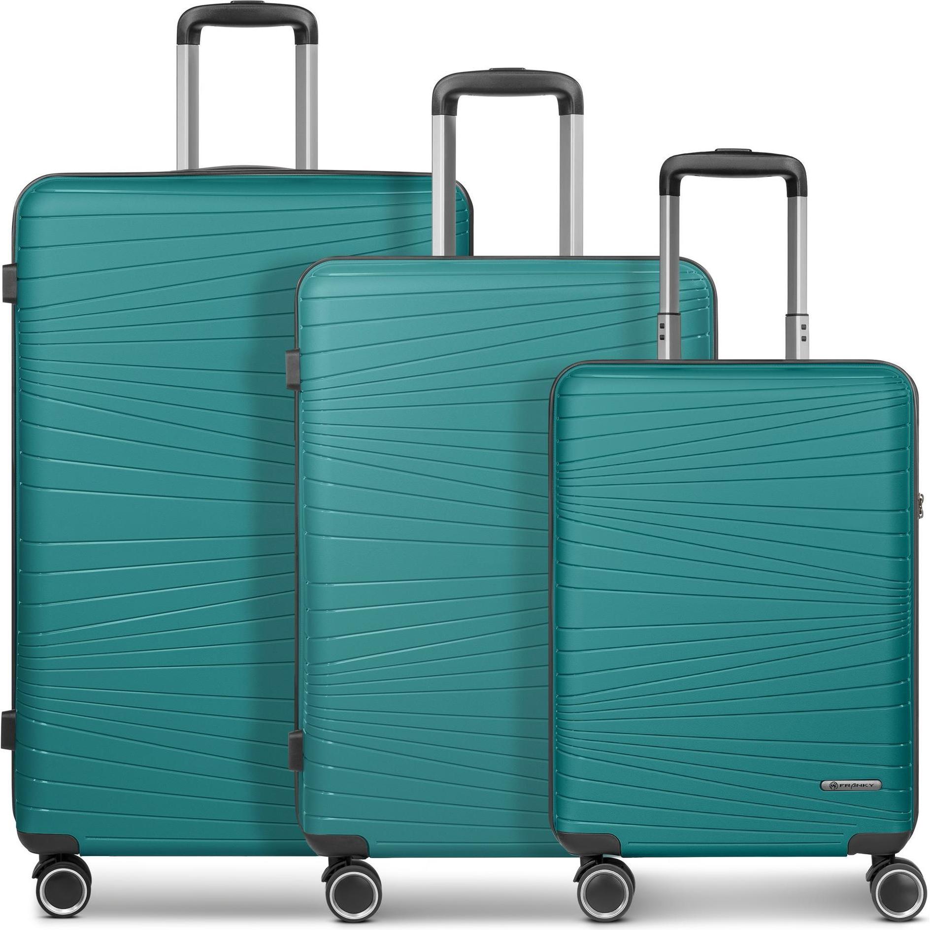 Franky, Koffer, Dallas 3.0 4 Rollen Kofferset 3-teilig, Türkis, (188 l, XL (ab 115l))