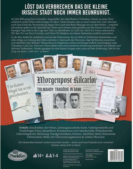 Immagine prodotto Thinkfun ColdCase: omicidio con interesse D (Tedesco, 1 - 4 Giocatori)