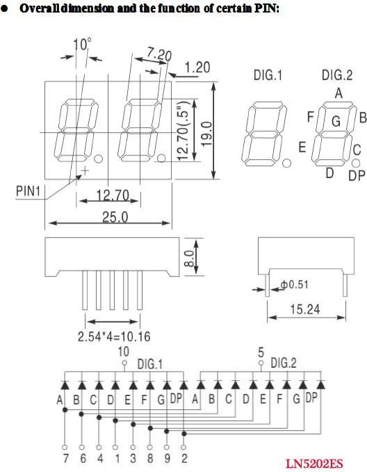 Image du produit OEM Afficheur 7 segments rouge Com. Cathode 2 caractères 12.7mm (Kit électronique)