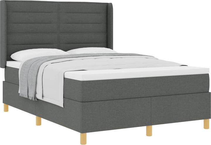 Actual product image vidaXL Box spring bed with mattress fabric dark grey (160 x 200 cm)