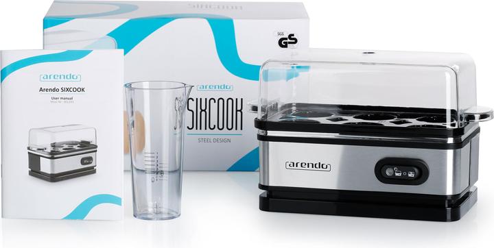 Actual product image Arendo Stainless steel egg boiler 6-fold, 400 W, stainless steel, keep-warm function, hardness adjustable