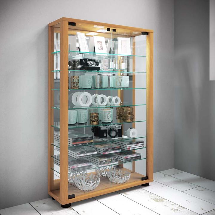 Actual product image VCM Collectors' Display Cabinet Floor Standing Glass Display Cabinet Glass Shelf Display Cabinet Glass (59 x 18 x 91 cm)