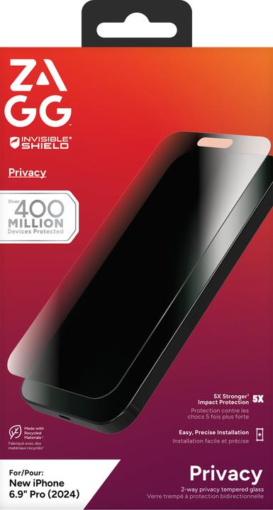 Immagine prodotto Zagg InvisibleShield Glass Elite Privacy (1 Pezzo/i, Apple iPhone 16 Pro Max)