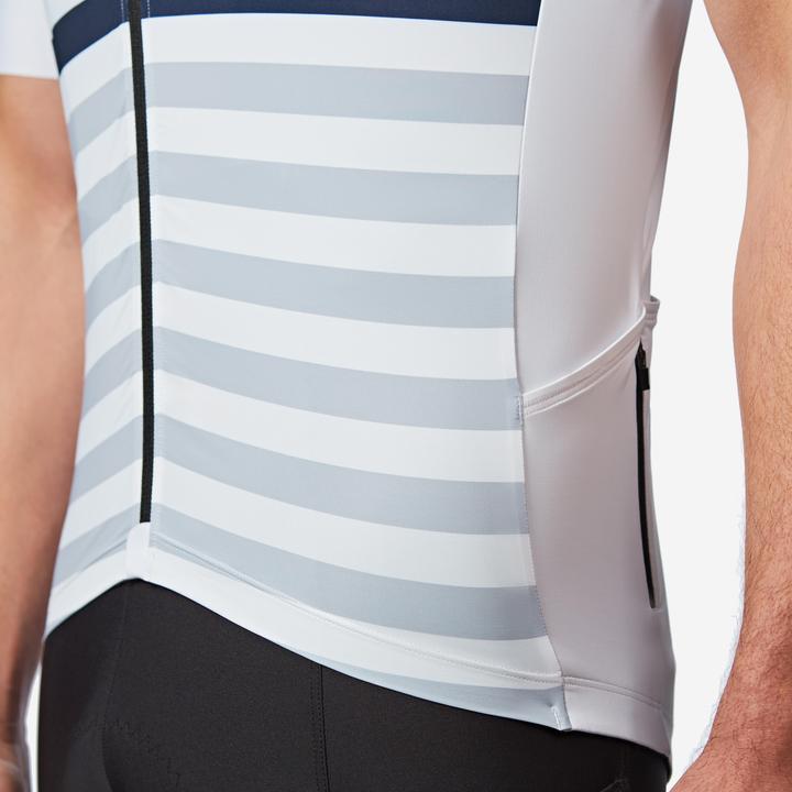 Image du produit Van rysel Maillot vélo route manches courtes été ajusté homme - EDR 2 blanc marinière (M)
