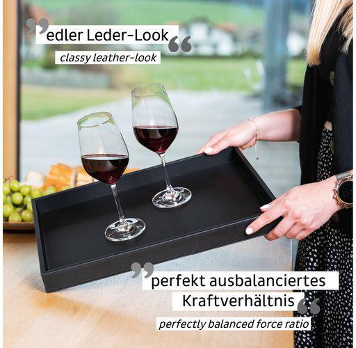 Produktbild Silwy Metall-Tablett im Leder-Look Schwarz
