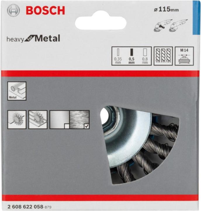 Produktbild Bosch Professional Zubehör PRO Metal heavy Kegelbürste, 115 x 0,5 mm, Gewinde