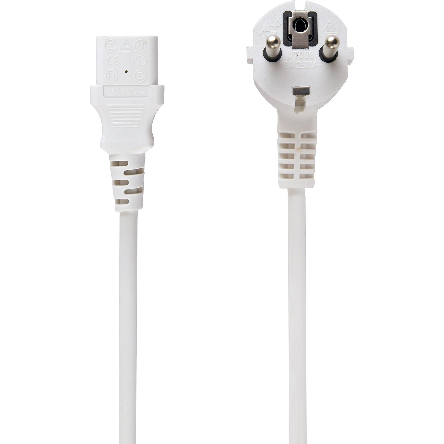Gembird Bianco Cavo Di Alimentazione C13 1,8M/Pc-186W-Vde (1.80 M), Cavo Di Alimentazione,