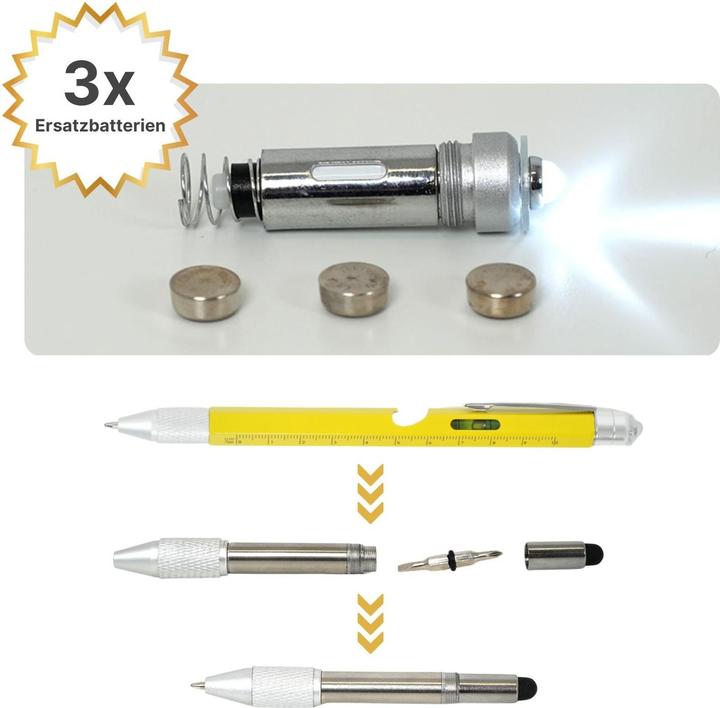Image du produit Hermex 8in1 Stylo à bille multi-fonctions Stylo tactile Niveau à bulle Tournevis (8 Fonctions)