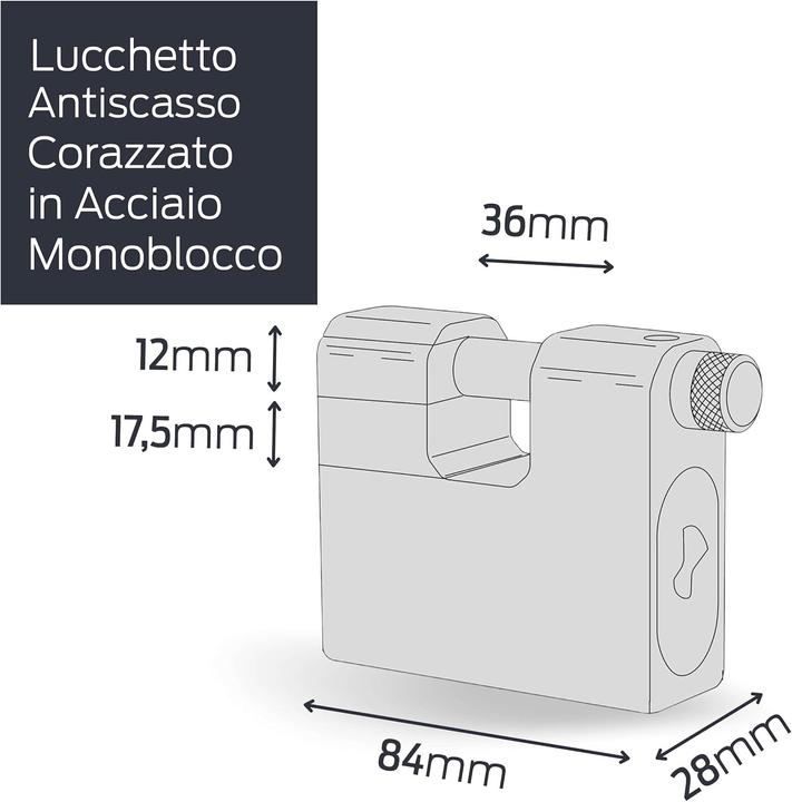 Actual product image Cisa Armoured Padlock Mm 84