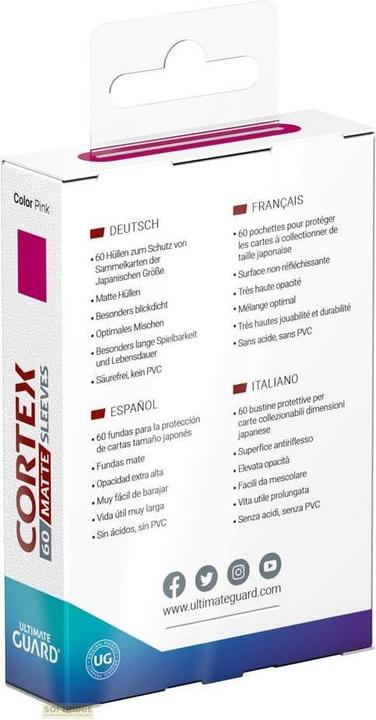 Produktbild Ultimate Guard 60 pochettes Cortex Sleeves format japonais Matte Pink