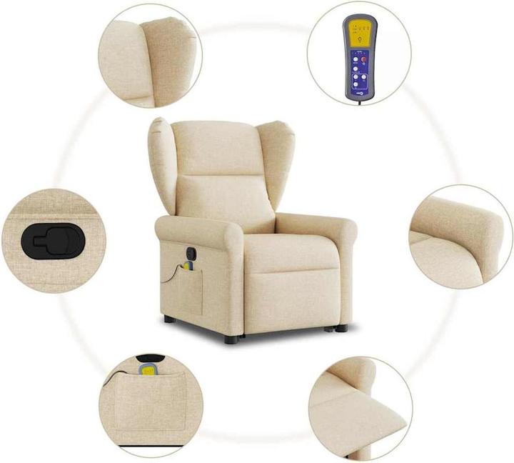 Immagine prodotto vidaXL Poltrona massaggiante con ausilio stand-up in tessuto crema