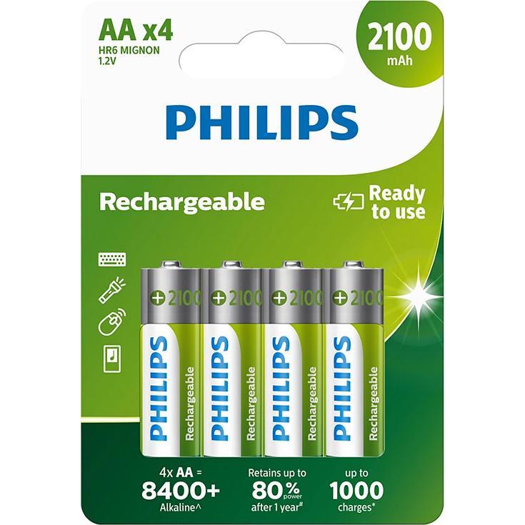 Philips Battery Multilife AA / R6 2100mAh 4 pcs. (4 Stk., AA, 2100 mAh), Batterien + Akkus