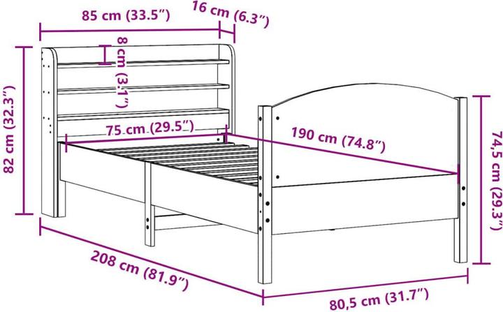 Image du produit vidaXL Bettgestell (75 x 190 cm)