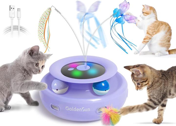 Produktbild GoldenSun 3 in 1 interaktives Katzenspielzeug (Beschäftigungsspielzeug Katze)