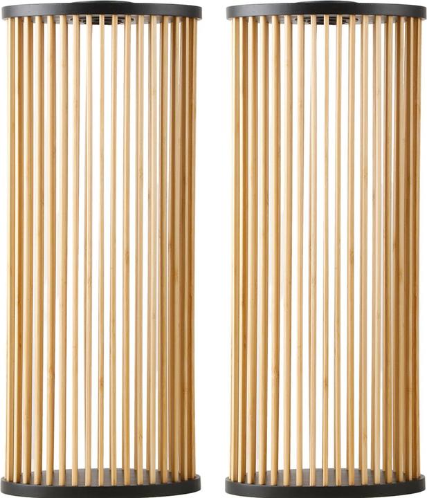 Ideoon 2er-Set Stilvolle Solar-Laterne aus Bambus 60cm – Warmweisse LED Gartenleuchte