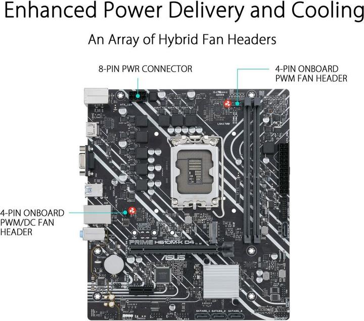Image du produit ASUS PRIME H610M-K D4 (LGA 1700, Intel H610, mATX)