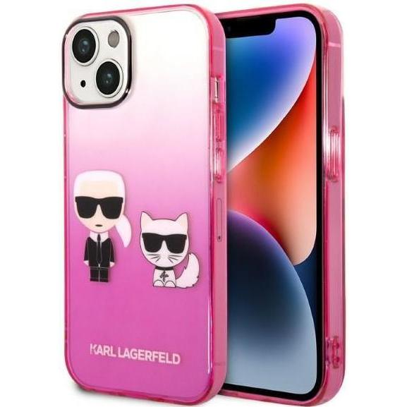 Karl Lagerfeld KLHCP14STGKCP iPhone 14 6,1" hardcase ró?owy/pink Gradient Ikonik Karl & Choupette (Apple iPhone 14), Sma...