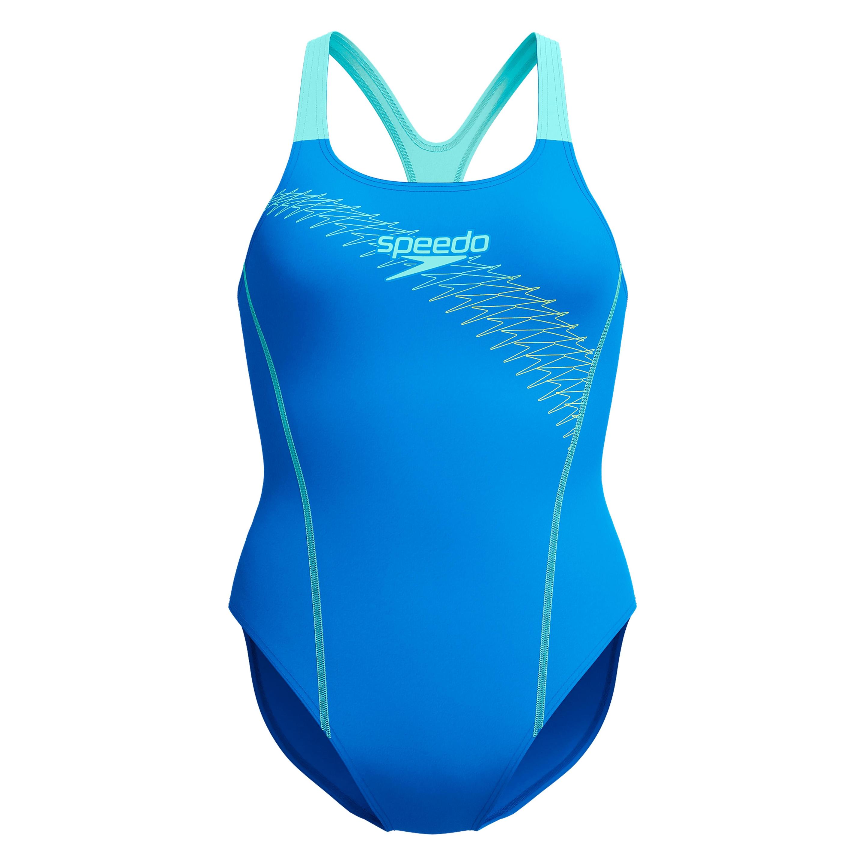 Speedo, Damen, Badeanzüge, Women's Medley Logo 1 Piece, Blau, (44)