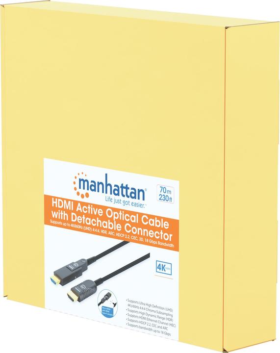Produktbild Manhattan Aktives optisches High Speed HDMI-Glasfaserkabel mit abnehmbarem Stecker (70 m, HDMI)