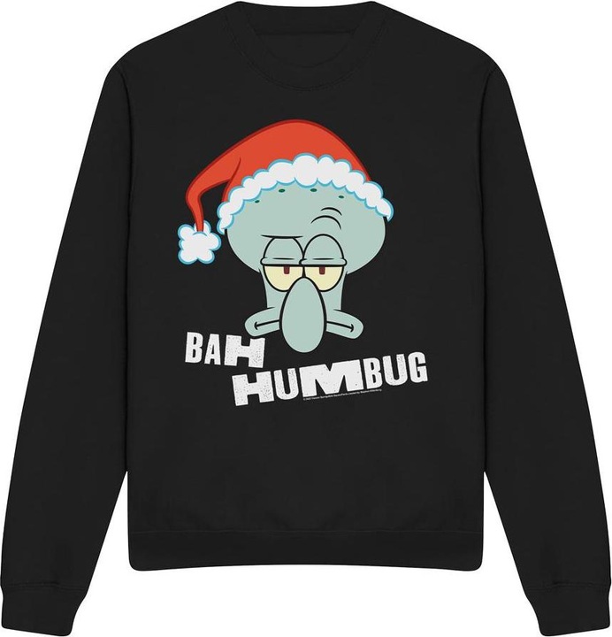 Actual product image Spongebob Squarepants Unisex Adult Bah Humbug Squidward Christmas Sweatshirt (M)