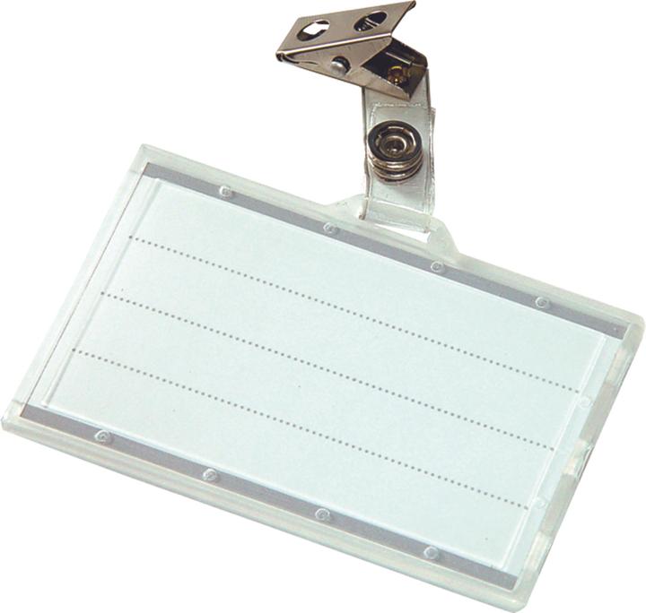 Donau Name badge holder, with clip, hard, clear