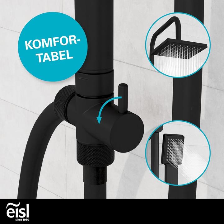 Image du produit Eisl Douche à effet pluie salle de bains EASY ENERGY Ensemble de douche suspendu noir mat Système de