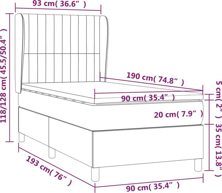 Actual product image vidaXL Boxspringbett (90 x 190 cm)