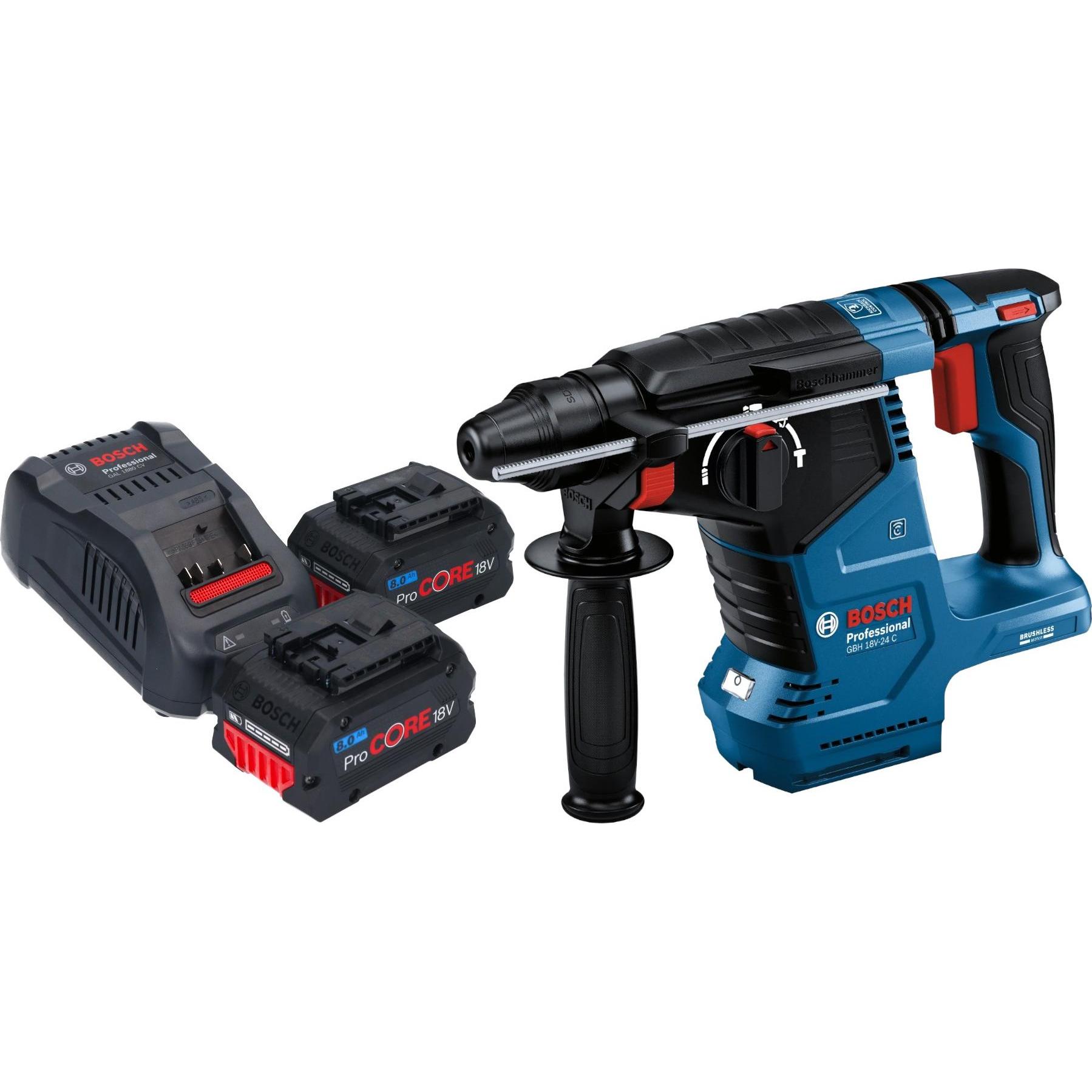 Bosch Professional, Bohrmaschine + Akkuschrauber, Bosch GBH 18V-24 C Professional Akku Bohrhammer 18 V 2,4 J Brushless S...