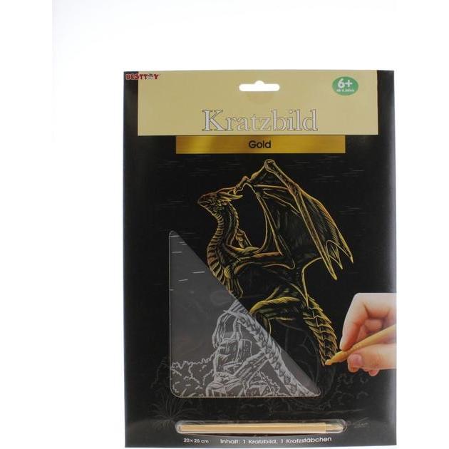 Besttoy Kratzbild - Drache - Gold