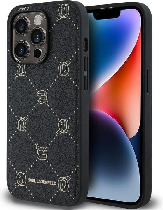 Produktbild Karl Lagerfeld PU Karl Heads Pattern MagSafe Case for iPhone 14 Pro Max Black (Apple iPhone 14 Pro Max)